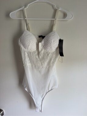 Chocolate White Lace Bustier Bodysuit